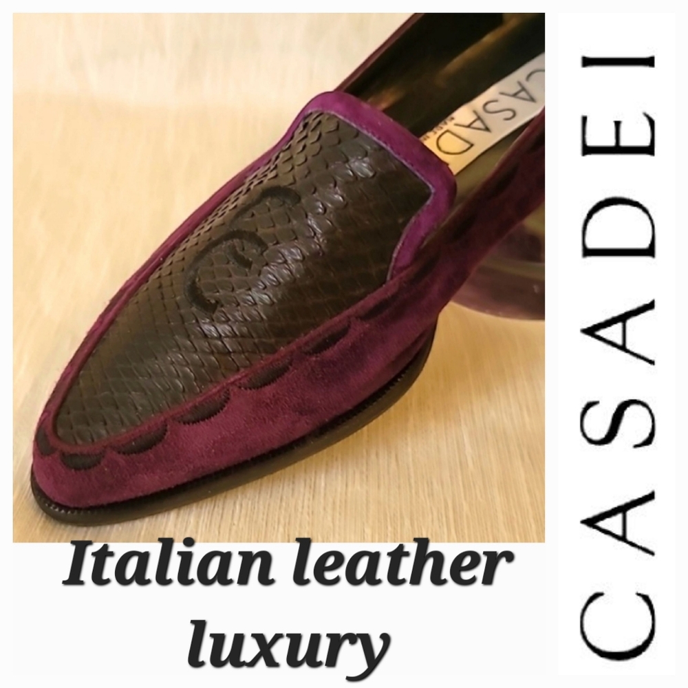 CASADEI Italian leather high quality luxury  monogram shoe loafer slip on flat